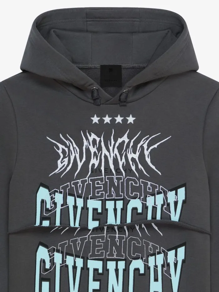 Hoodie In Fleece Grey Blue Kids Givenchy
