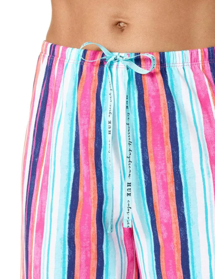 Hue Cabana Stripe Bermuda PJ Pant Aurora Pink Women Plus Size