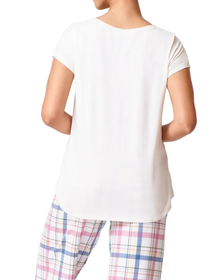 Hue Couch Cardio Scoop Neck PJ Tee Gardenia Women Plus Size