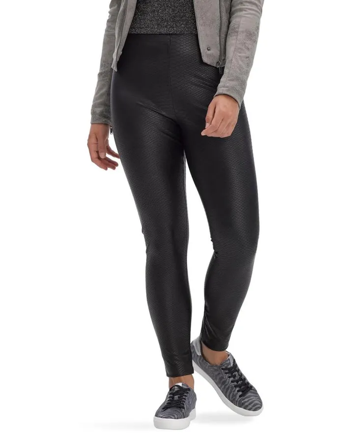 Hue Croco Leatherette High Rise Leggings Black Women Faux Leather and Suede