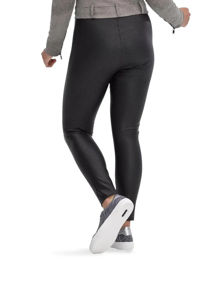 Hue Croco Leatherette High Rise Leggings Black Women Faux Leather and Suede