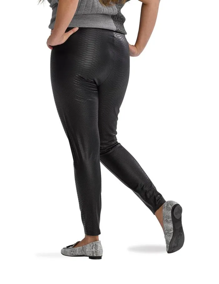 Hue Croco Leatherette High Rise Leggings Black Women Faux Leather and Suede