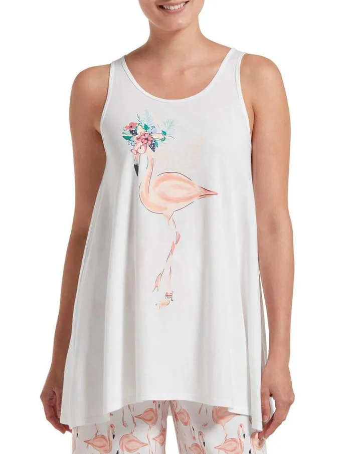 Hue FlamingoAGo Swing Tank White Women Tops