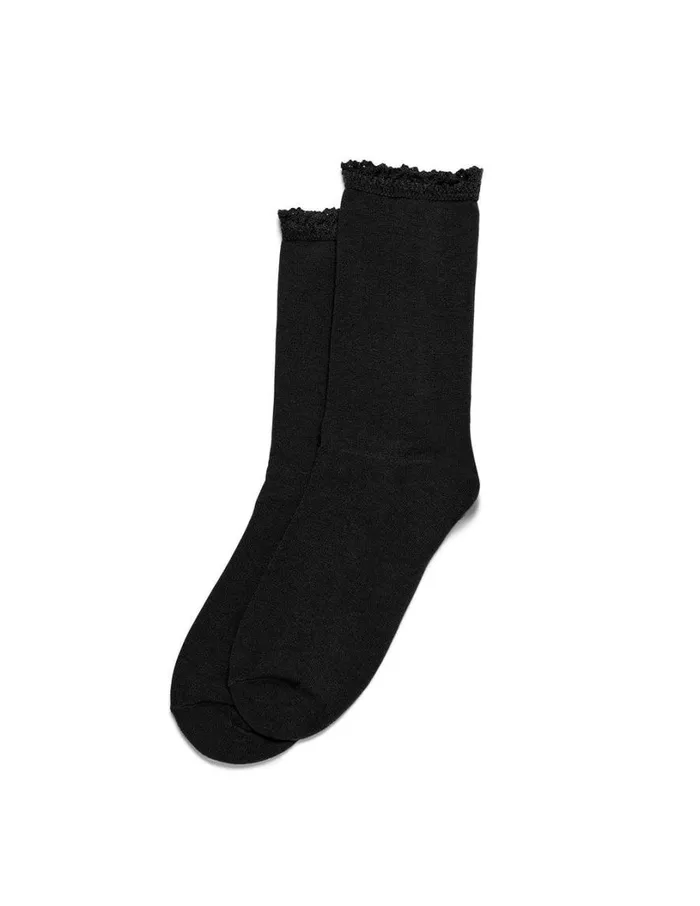Hue Lace Trim Sock Black Women Boot Socks