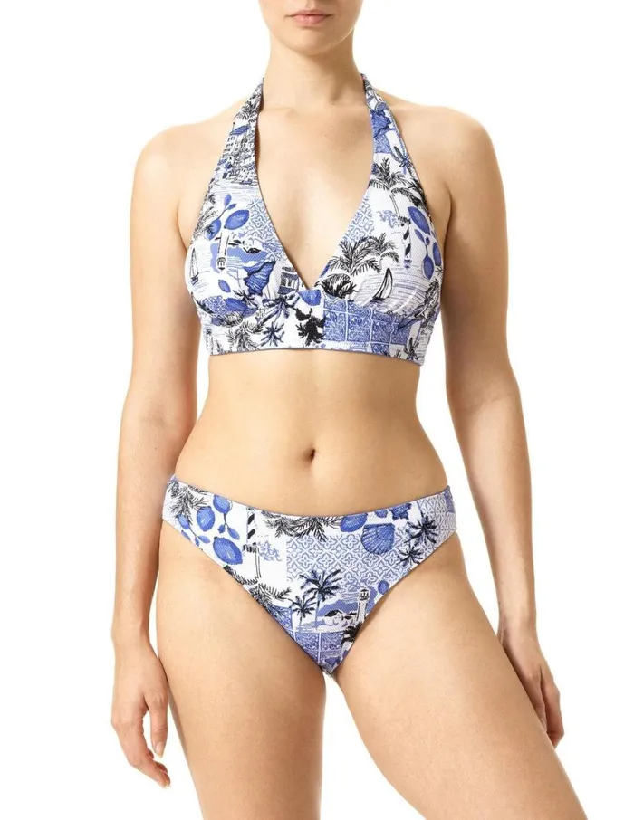 Hue Ocean City Reversible Halter Bikini Top Wedgewood Women Tops