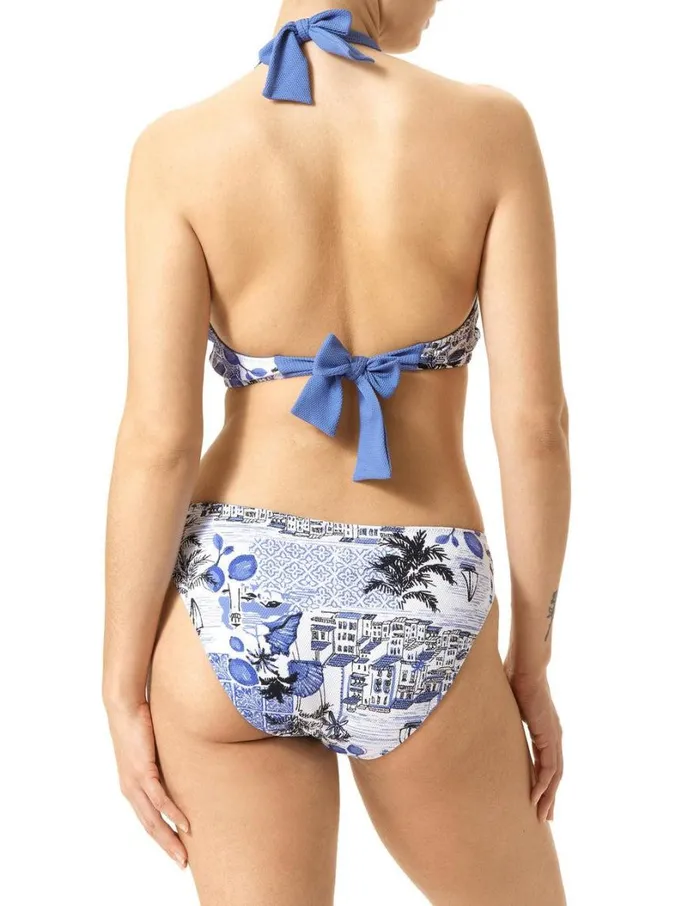 Hue Ocean City Reversible Halter Bikini Top Wedgewood Women Tops