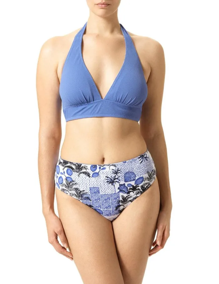 Hue Ocean City Reversible Halter Bikini Top Wedgewood Women Tops