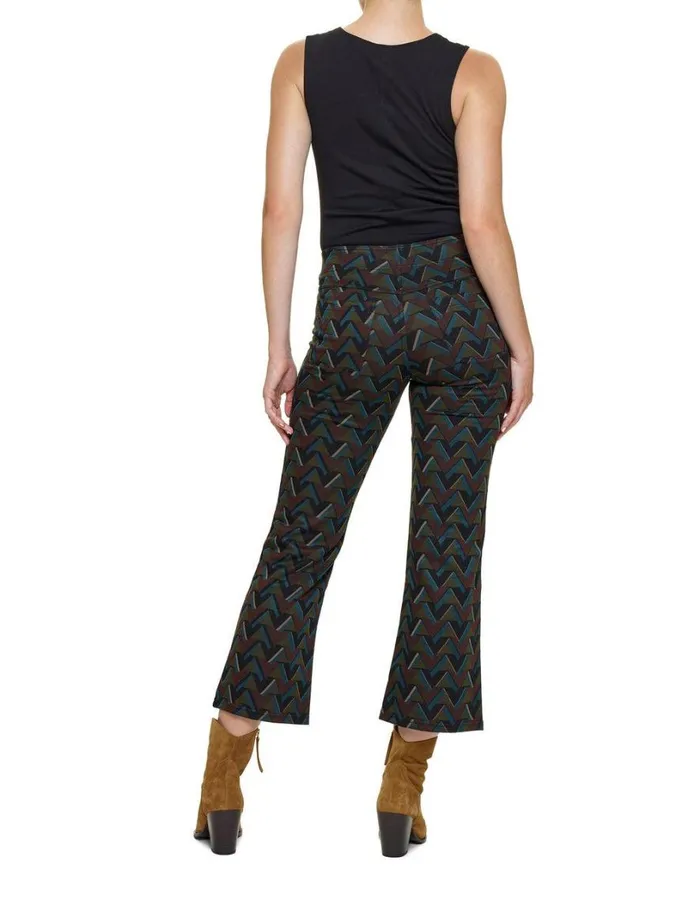 Hue Pontease Geo Cropped Flare Legging Brown Women Trousers