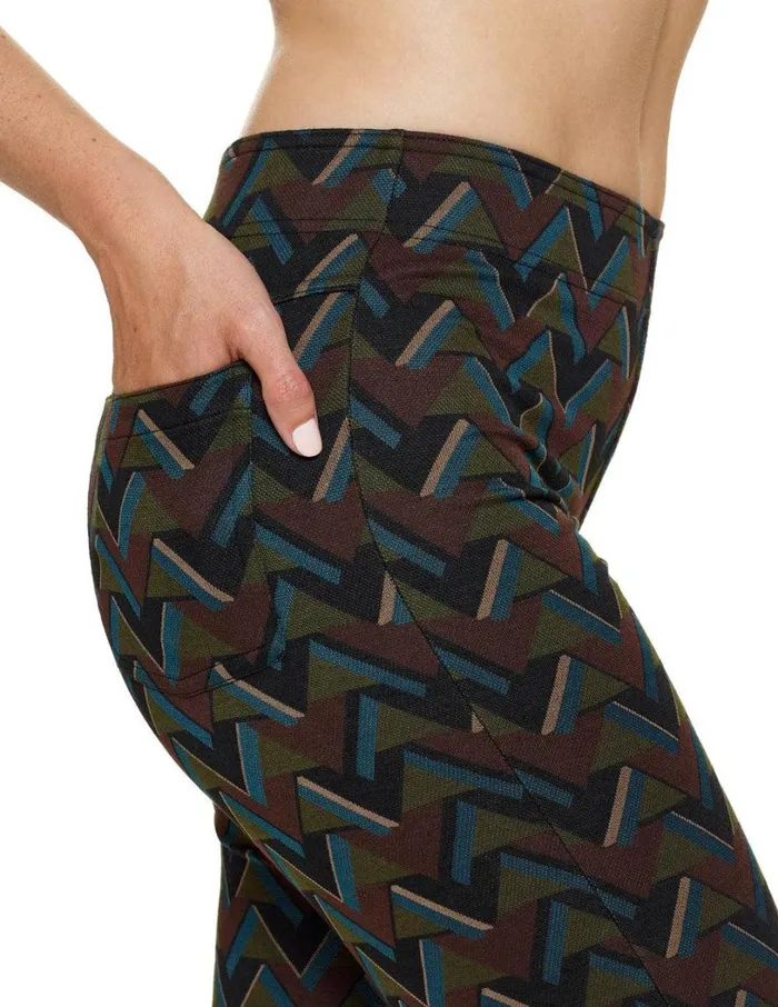 Hue Pontease Geo Cropped Flare Legging Brown Women Trousers