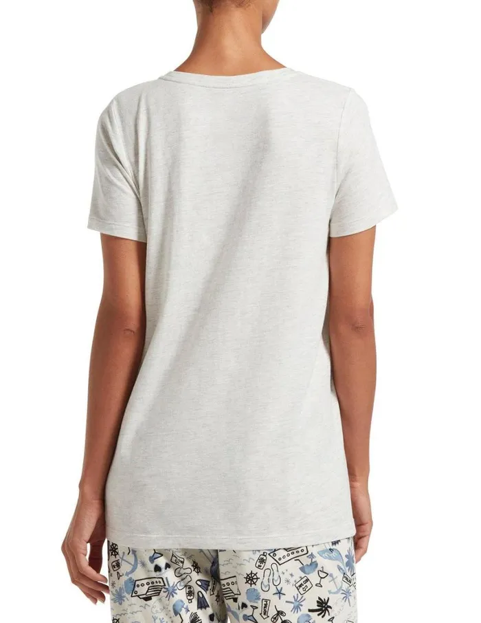 Hue Will Travel Short Sleeve Tee Whitesand Heather Women Tops