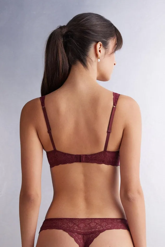 Intimissimi Balconette Women Elena Balconette Bra In Lace Burgundy 653j 8211 Folk Red