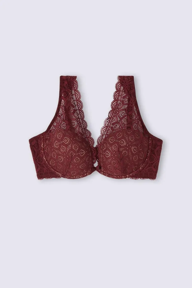 Intimissimi Balconette Women Elena Balconette Bra In Lace Burgundy 653j 8211 Folk Red