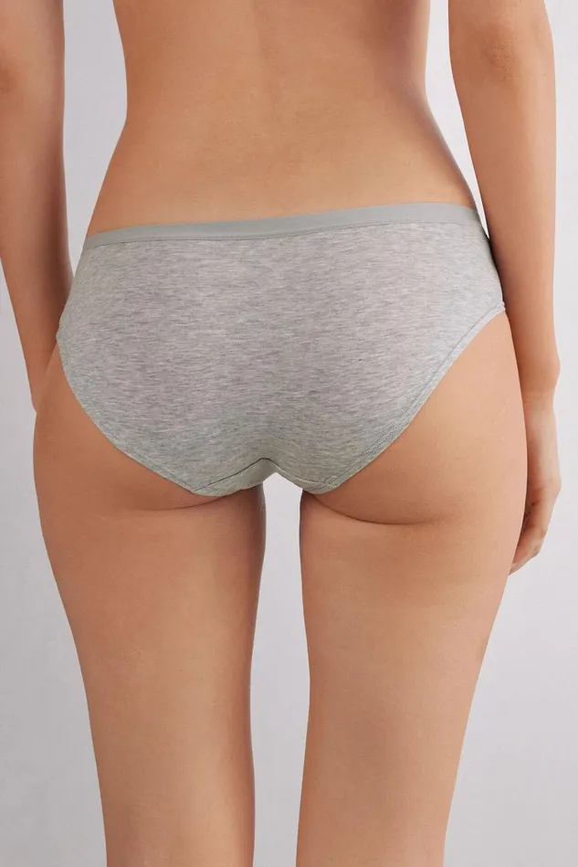 Intimissimi Bikini Panties Women Cozy Panties In Cotton Grey 031 8211 Light Heathered Grey