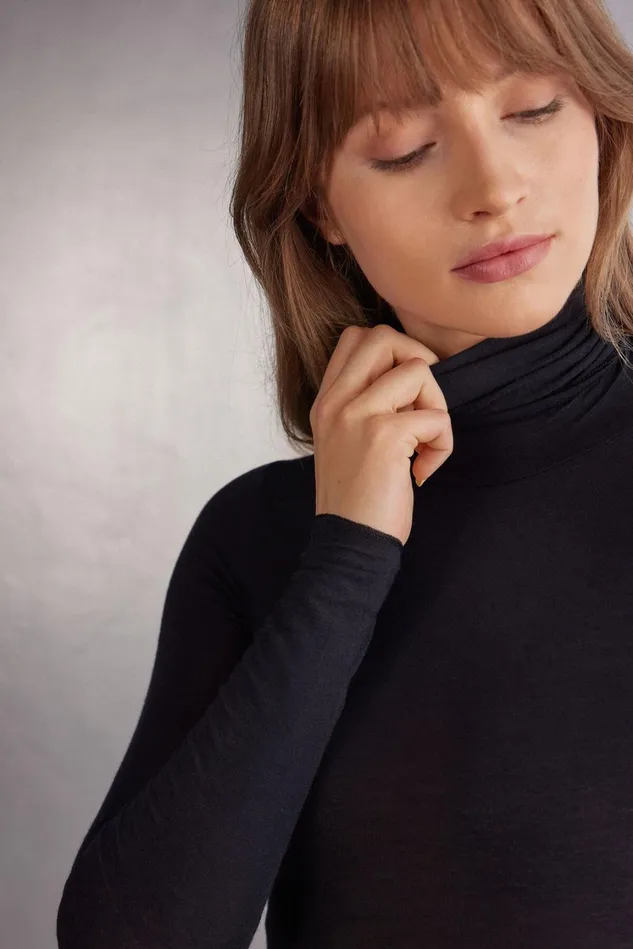 Intimissimi Bodysuits Women High Collar Bodysuit In Modal Ultralight With Cashmere Black 019 8211 Black