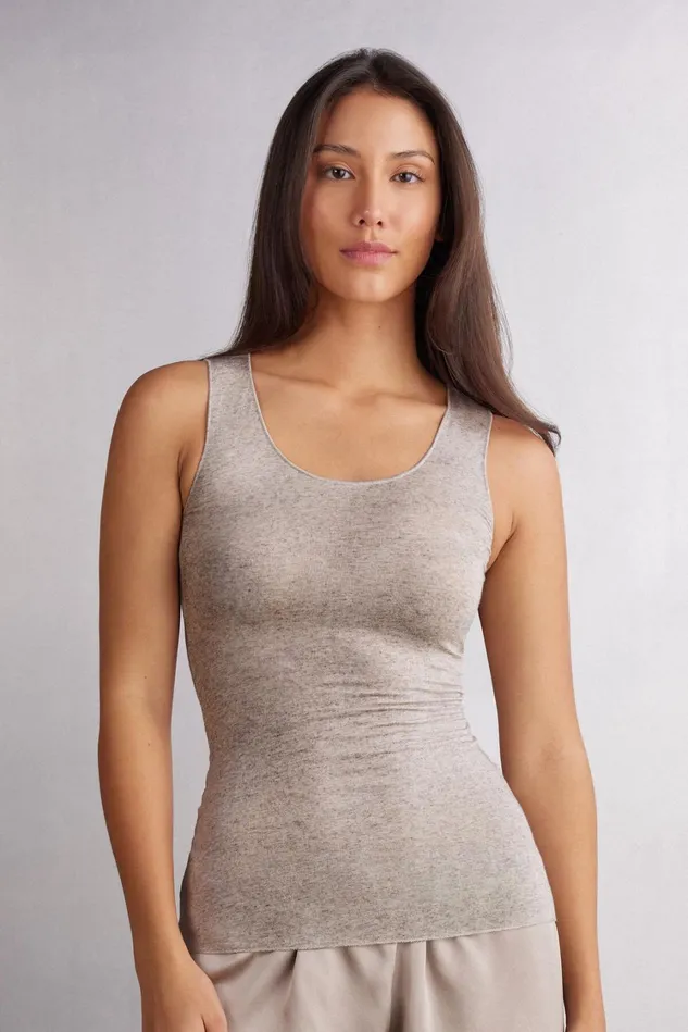 Intimissimi Camisoles Tank Tops Women Modal Cashmere Ultralight WideShoulder Top Natural 7525 8211 Heather Shell Beige Intimissimi Camisoles Tank Tops Women Modal Cashmere Ultralight WideShoulder Top Natural 7525 8211 Heather Shell Beige