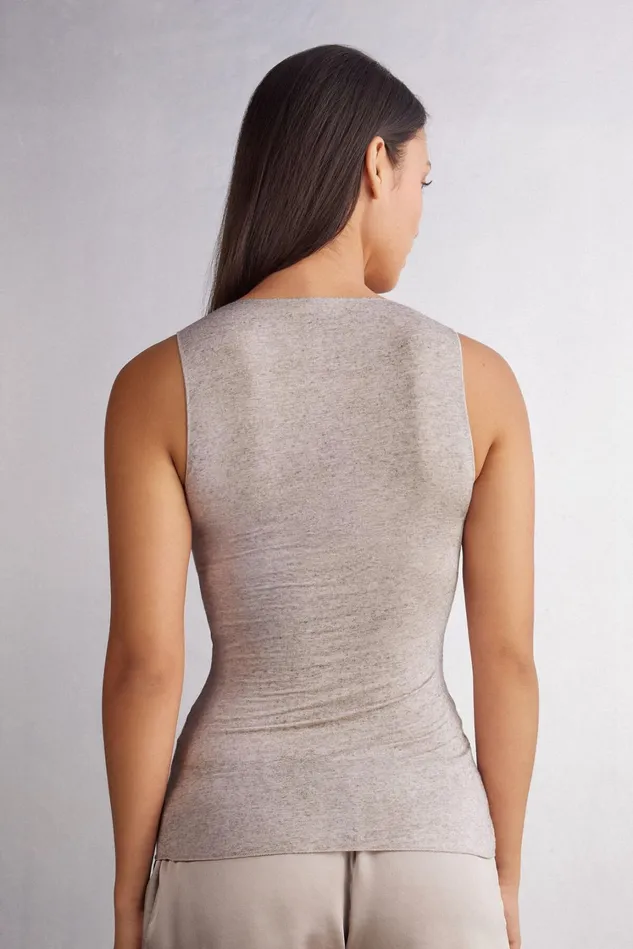 Intimissimi Camisoles Tank Tops Women Modal Cashmere Ultralight WideShoulder Top Natural 7525 8211 Heather Shell Beige