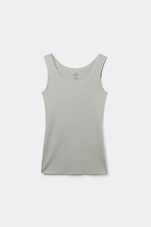 Intimissimi Camisoles Tank Tops Women Raw Edge Round Neck Cotton Tank Top Green 657j 8211 Fade Green