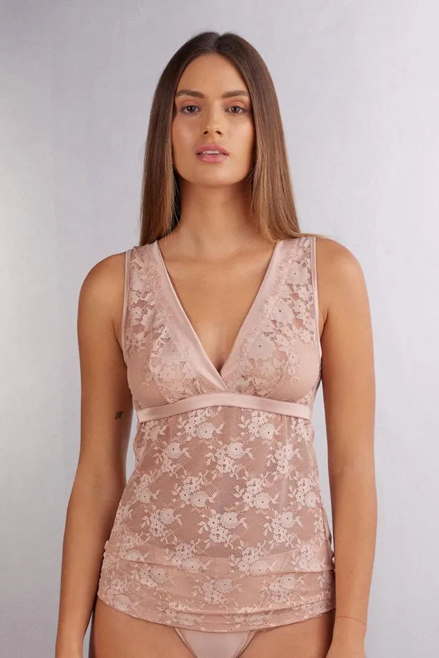 Intimissimi Camisoles Tank Tops Women Satin Meets Lace Tank Top In Lace Pale Pink 655j 8211 Cameo Rose Intimissimi Camisoles Tank Tops Women Satin Meets Lace Tank Top In Lace Pale Pink 655j 8211 Cameo Rose