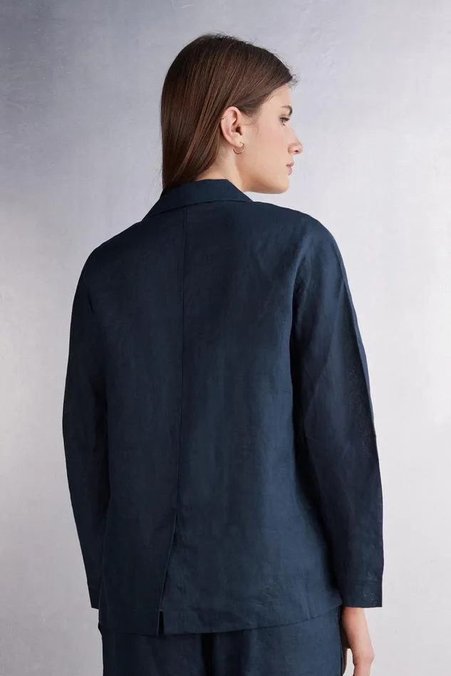 Intimissimi Cardigans Jackets Women Linen Cloth Double Breasted Jacket Blue 243j 8211 Sailor Blue