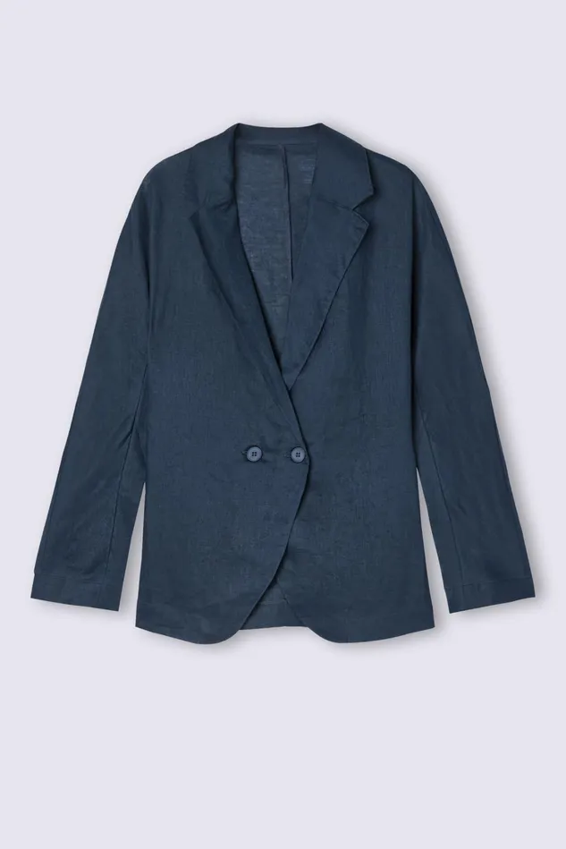 Intimissimi Cardigans Jackets Women Linen Cloth Double Breasted Jacket Blue 243j 8211 Sailor Blue