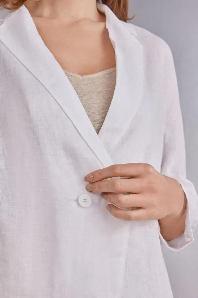 Intimissimi Cardigans Jackets Women Linen Cloth Double Breasted Jacket White 001 8211 White