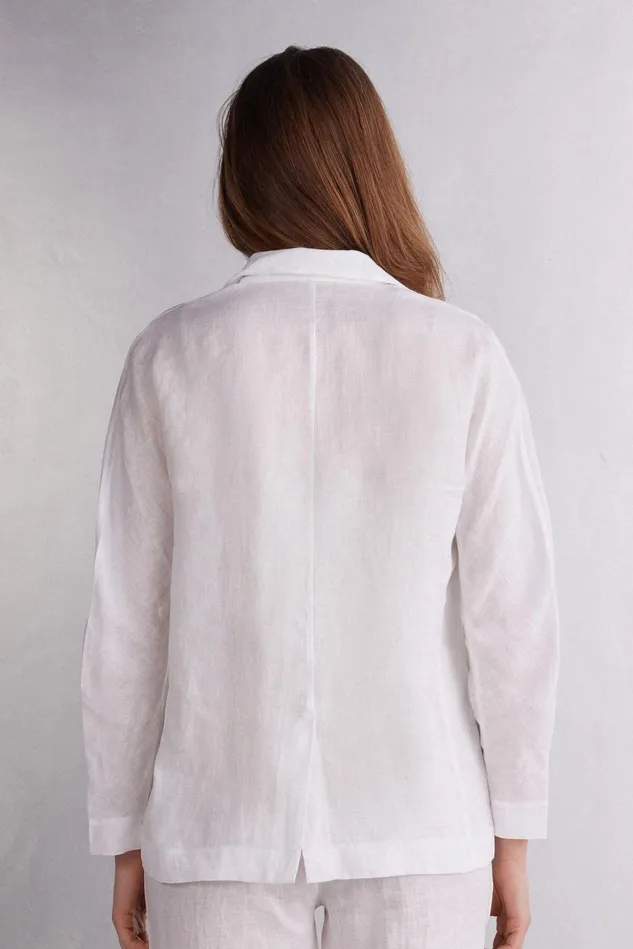 Intimissimi Cardigans Jackets Women Linen Cloth Double Breasted Jacket White 001 8211 White
