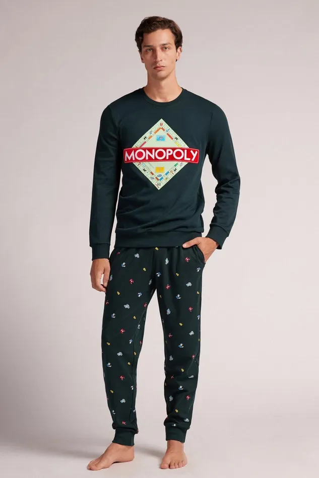 Intimissimi Long Pajamas Men Hasbro Monopoly Full Length Cotton Pajamas Green 132j 8211 Verde Scuro
