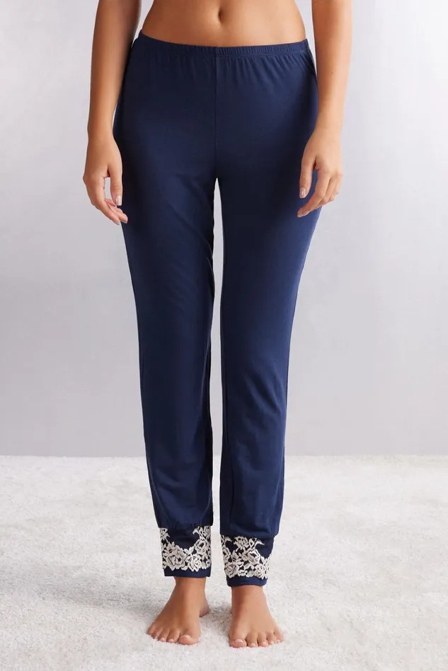 Intimissimi Long Pajamas Women Pretty Flowers Full Length Cuffed Modal Pants Blue 347i 8211 Deep Bluevanilla Intimissimi Long Pajamas Women Pretty Flowers Full Length Cuffed Modal Pants Blue 347i 8211 Deep Bluevanilla