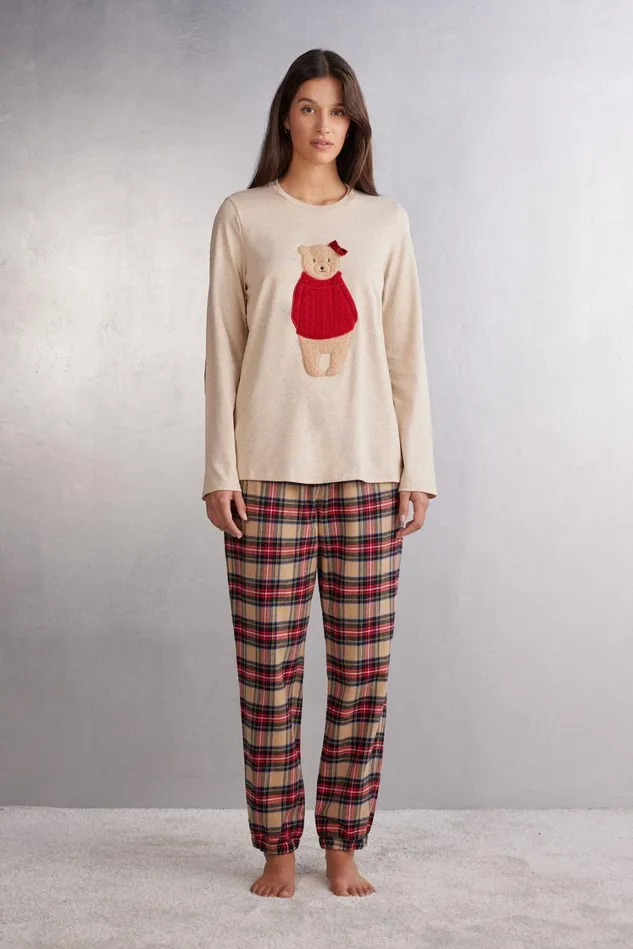 Intimissimi Long Pajamas Women Teddy Bear Cotton Pajamas Natural 781j 8211 Beige Melange Intimissimi Long Pajamas Women Teddy Bear Cotton Pajamas Natural 781j 8211 Beige Melange