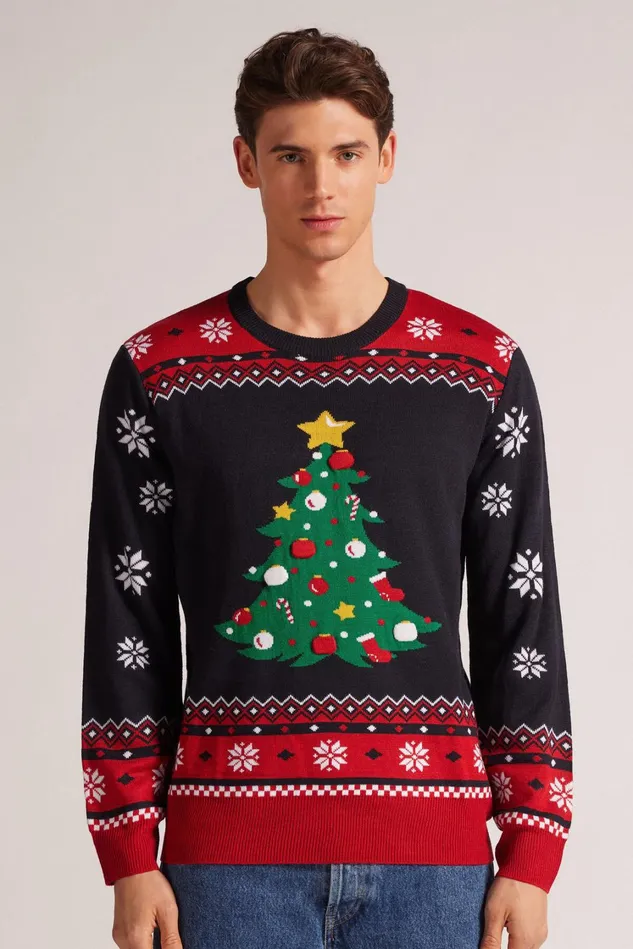 Intimissimi Long Sleeve Tops Men Christmas Sweatshirt With Christmas Tree 724j 8211 Blu Notterosso Intimissimi Long Sleeve Tops Men Christmas Sweatshirt With Christmas Tree 724j 8211 Blu Notterosso
