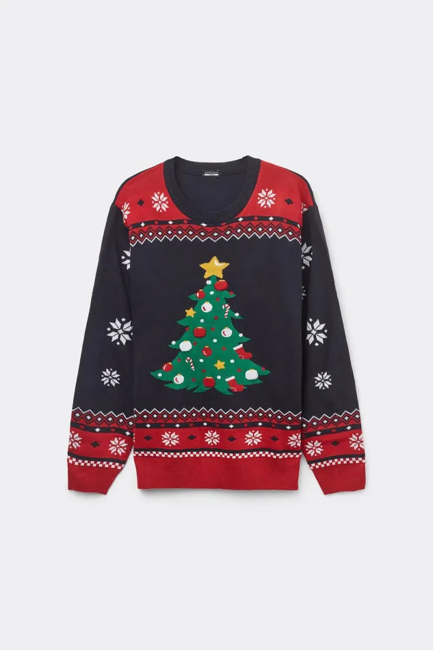 Intimissimi Long Sleeve Tops Men Christmas Sweatshirt With Christmas Tree 724j 8211 Blu Notterosso