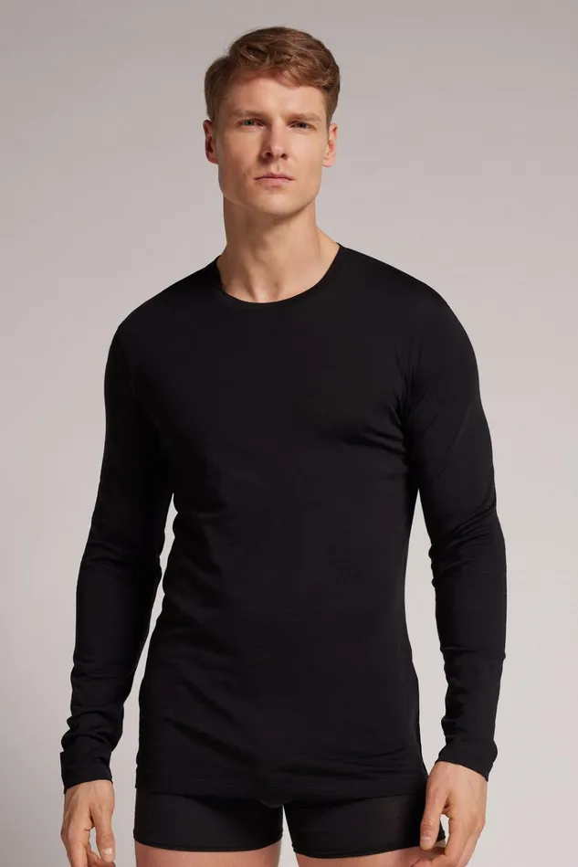 Intimissimi Long Sleeve Tops Men LongSleeve CrewNeck MerinoWool Top Black 019 8211 Black Intimissimi Long Sleeve Tops Men LongSleeve CrewNeck MerinoWool Top Black 019 8211 Black