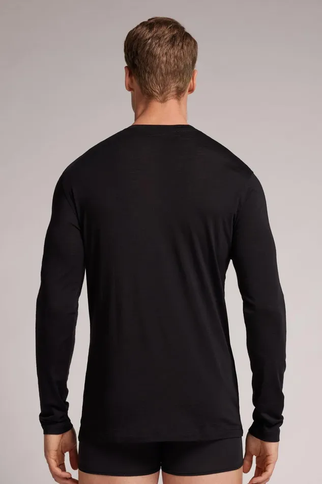 Intimissimi Long Sleeve Tops Men LongSleeve CrewNeck MerinoWool Top Black 019 8211 Black