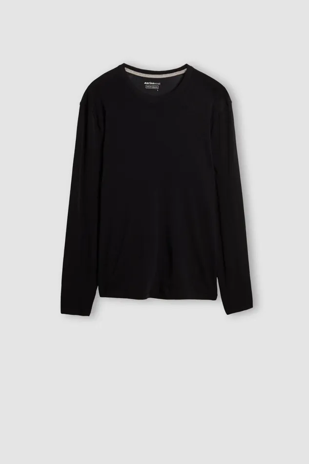 Intimissimi Long Sleeve Tops Men LongSleeve CrewNeck MerinoWool Top Black 019 8211 Black