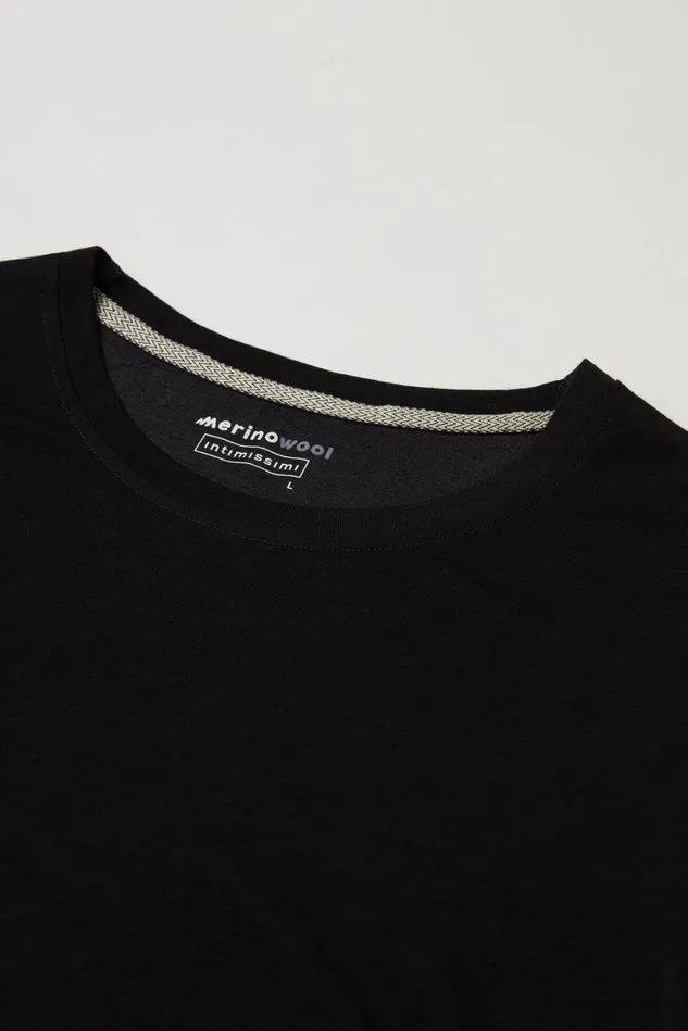 Intimissimi Long Sleeve Tops Men LongSleeve CrewNeck MerinoWool Top Black 019 8211 Black