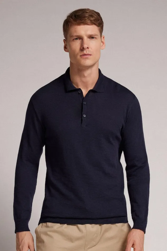 Intimissimi Long Sleeve Tops Men Long Sleeve Knit Polo Blue 503j 8211 Blu Scuro Intimissimi Long Sleeve Tops Men Long Sleeve Knit Polo Blue 503j 8211 Blu Scuro