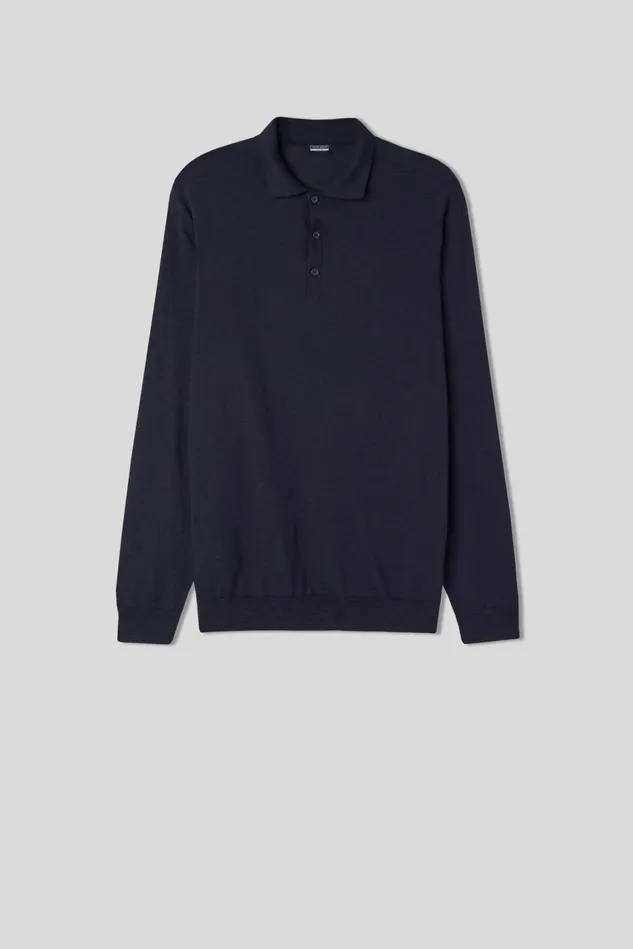 Intimissimi Long Sleeve Tops Men Long Sleeve Knit Polo Blue 503j 8211 Blu Scuro