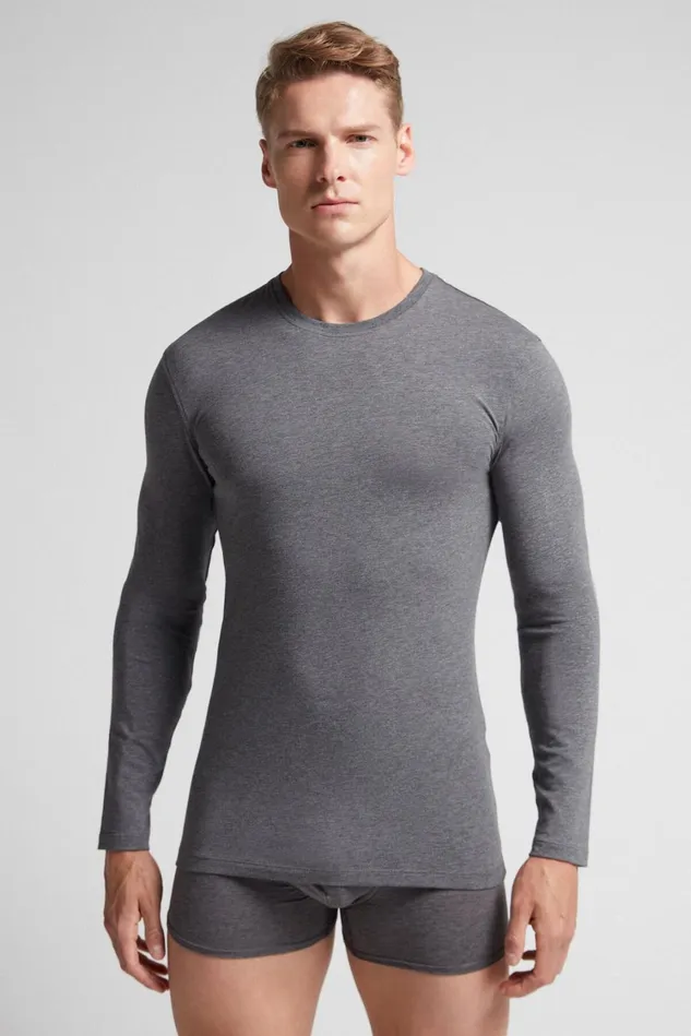 Intimissimi Long Sleeve Tops Men Stretch Superior Cotton Long Sleeve Top Dark Grey 5227 8211 Heathered Graphite Grey Intimissimi Long Sleeve Tops Men Stretch Superior Cotton Long Sleeve Top Dark Grey 5227 8211 Heathered Graphite Grey