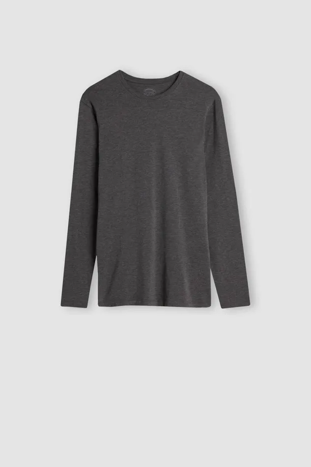 Intimissimi Long Sleeve Tops Men Stretch Superior Cotton Long Sleeve Top Dark Grey 5227 8211 Heathered Graphite Grey