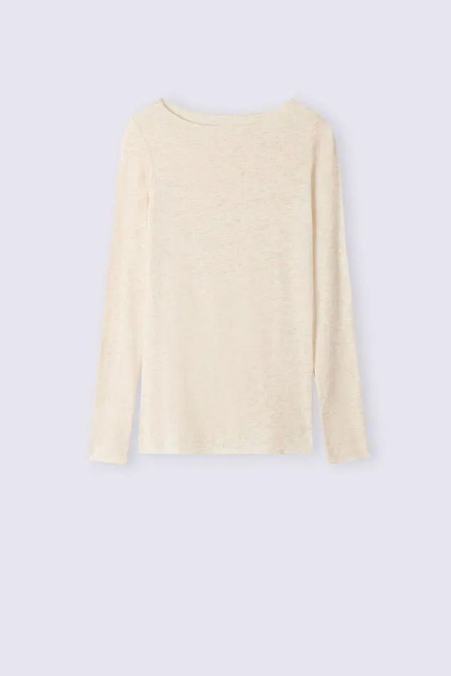 Intimissimi Long Sleeve Tops Women Crewneck Top In Modal Light With Cashmere Lam Pale Pink 843i 8211 Cream White Lameacute