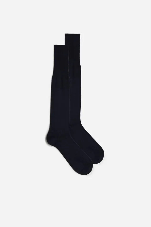 Intimissimi Long Socks Men Tall CashmereSilkCotton Blend Socks Blue 016 8211 Blue