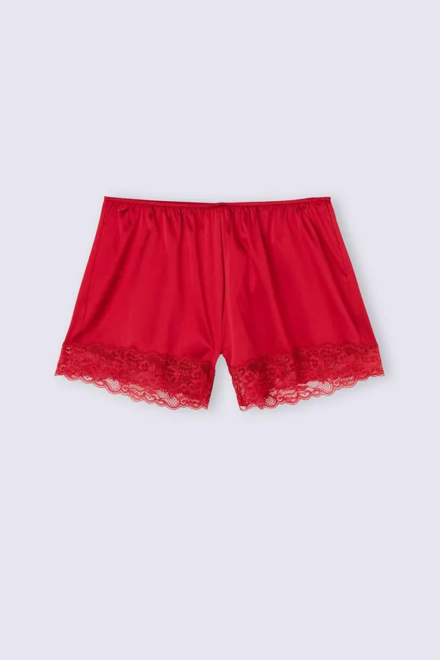 Intimissimi Pajama Separates Women Lace Trim Silk Shorts Red 1473 8211 Rosso