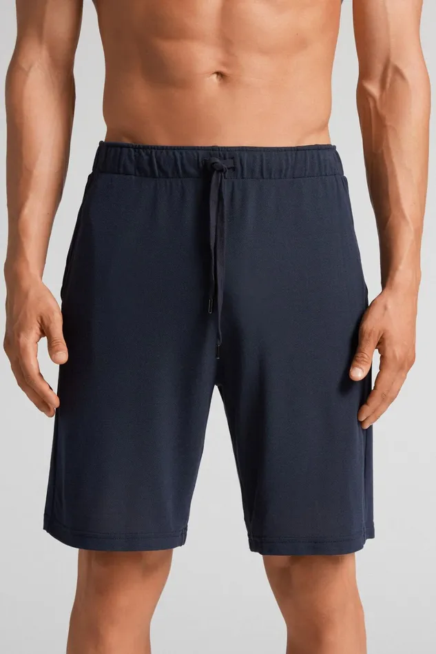 Intimissimi Pants Men Modal And Silk Piqu Shorts Blue 800 8211 Blu Notte