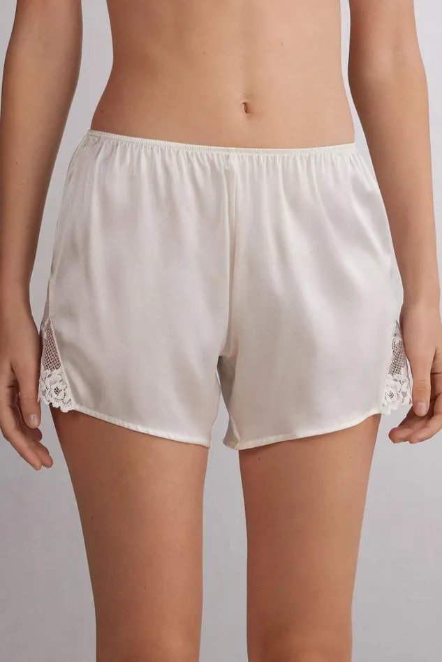 Intimissimi Short Pajamas Women Pretty Flowers Silk Shorts 2127 8211 Talc White Intimissimi Short Pajamas Women Pretty Flowers Silk Shorts 2127 8211 Talc White