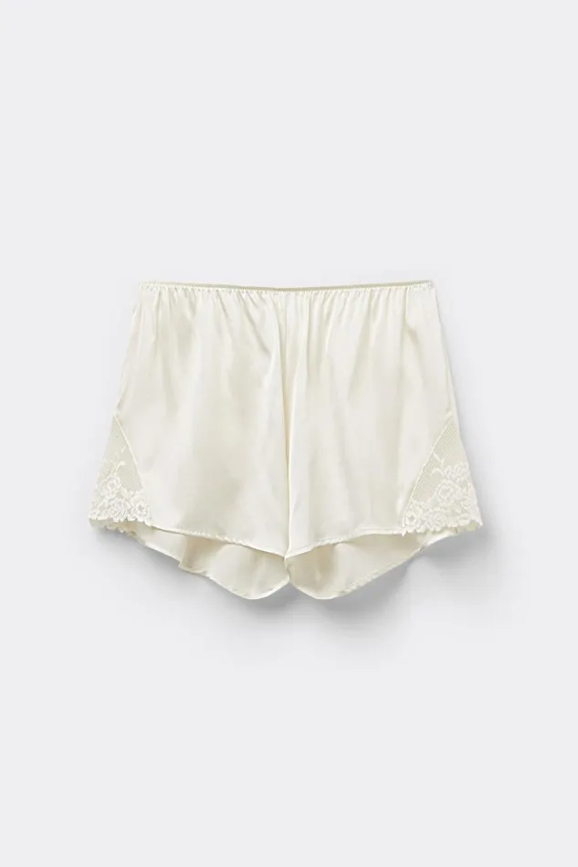 Intimissimi Short Pajamas Women Pretty Flowers Silk Shorts 2127 8211 Talc White
