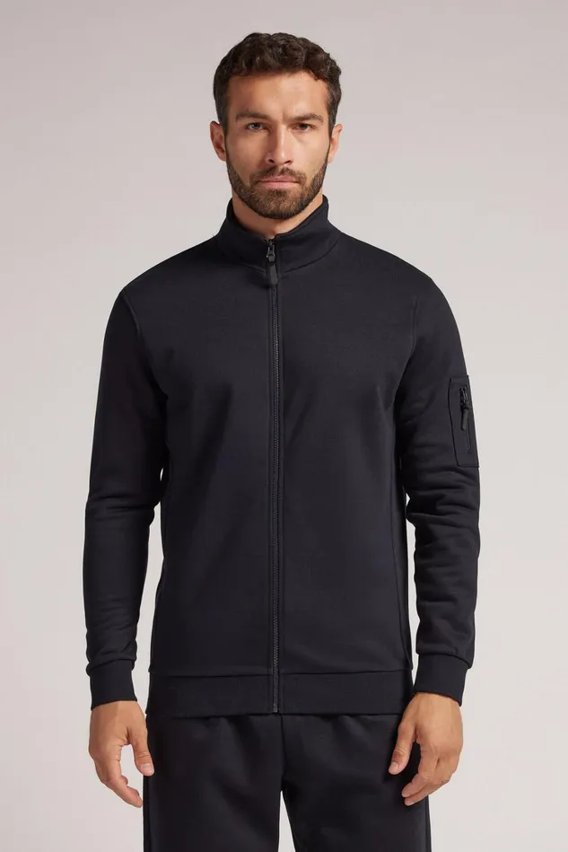 Intimissimi Sweatshirts Men Brushed High Collar Zip Sweatshirt Black 019 8211 Black Intimissimi Sweatshirts Men Brushed High Collar Zip Sweatshirt Black 019 8211 Black