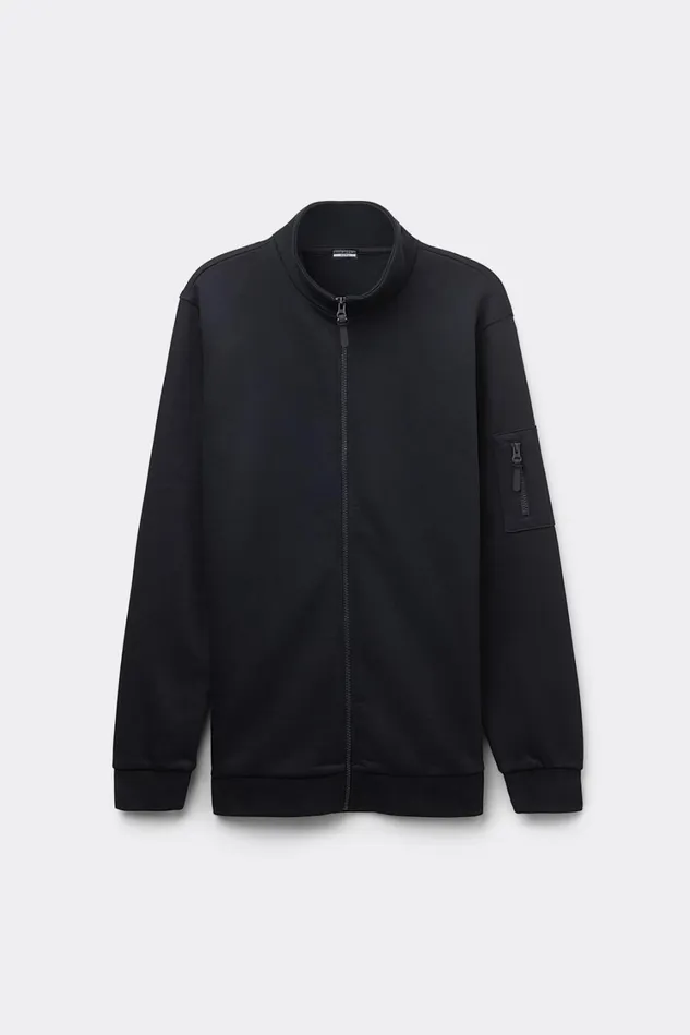 Intimissimi Sweatshirts Men Brushed High Collar Zip Sweatshirt Black 019 8211 Black