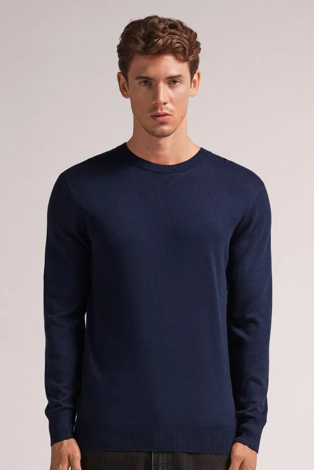 Intimissimi Sweatshirts Men Long Sleeve Crewneck Top Blue 1467 8211 Intense Blue Intimissimi Sweatshirts Men Long Sleeve Crewneck Top Blue 1467 8211 Intense Blue