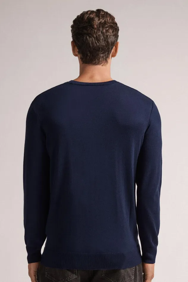 Intimissimi Sweatshirts Men Long Sleeve Crewneck Top Blue 1467 8211 Intense Blue
