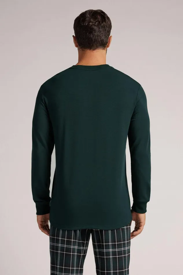 Intimissimi Sweatshirts Men Long Sleeve Top In Modal Fleece Green 132j 8211 Verde Scuro